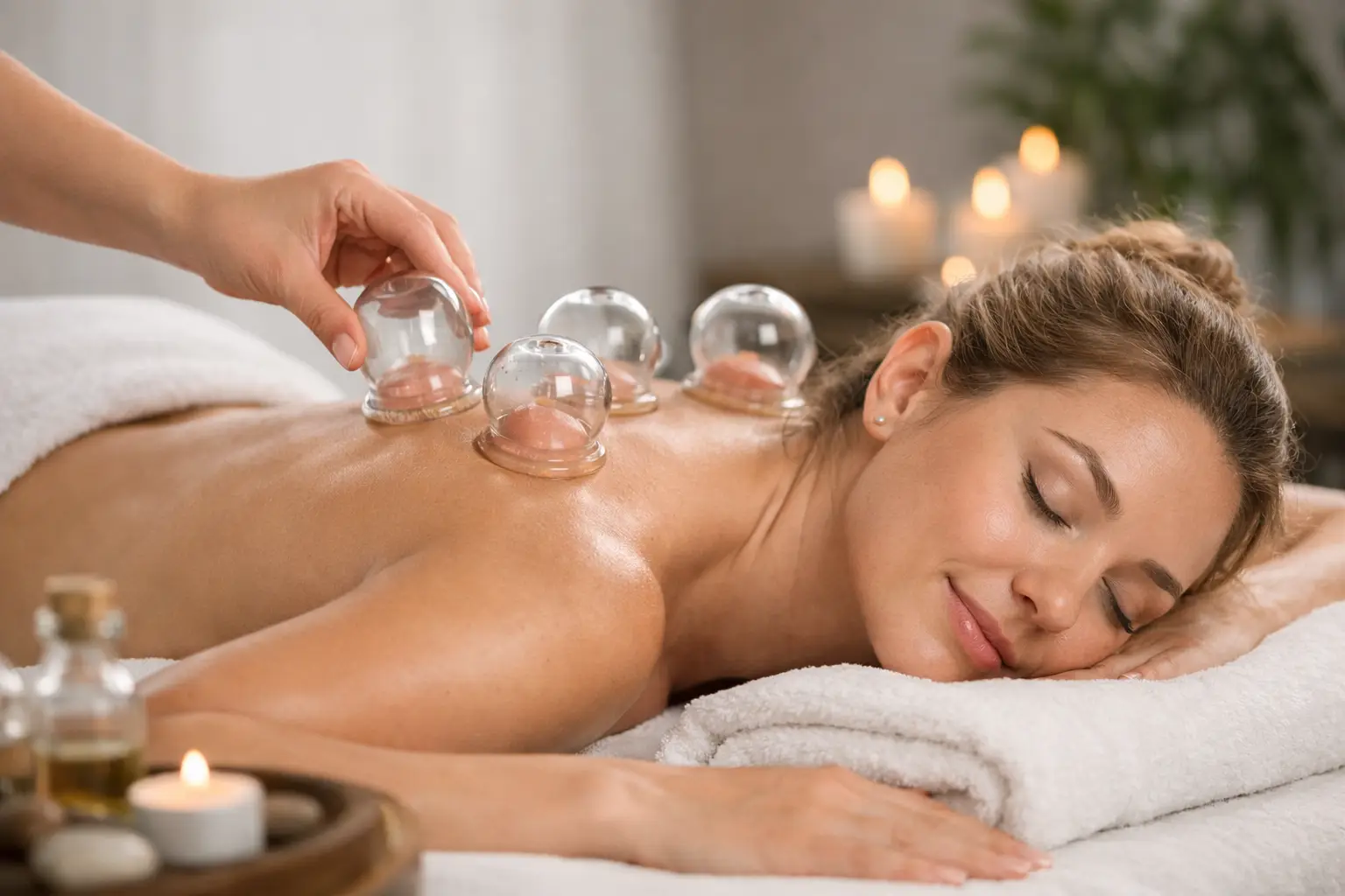 Cuppingtherapie voor ontspanning bij vrouwen